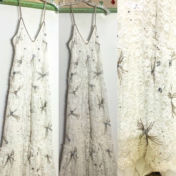 loveshackfancy white lace crystal sage burst embellished gown size 6 nwot - Picture 7 of 13